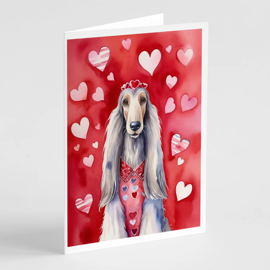 Afghan Hound My Valentine Greeting Cards Pack of 8