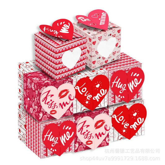 Valentine'S Day Mother'S Day Treat Boxes Hearts Prints Boxes Cookie Boxes Goodie Bag with Clear Window Party Favor Boxes Container Candy Box with Heart Tags Bulk