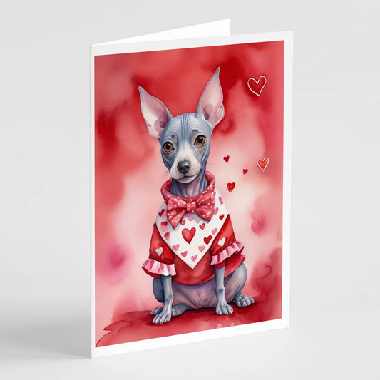 American Hairless Terrier My Valentine Greeting Cards Pack of 8