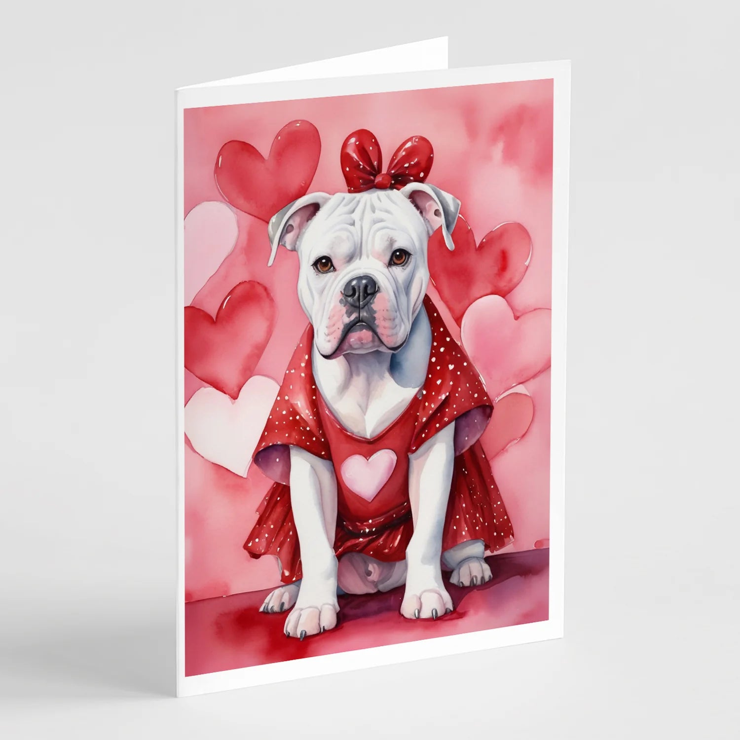 American Bulldog My Valentine Greeting Cards Pack of 8