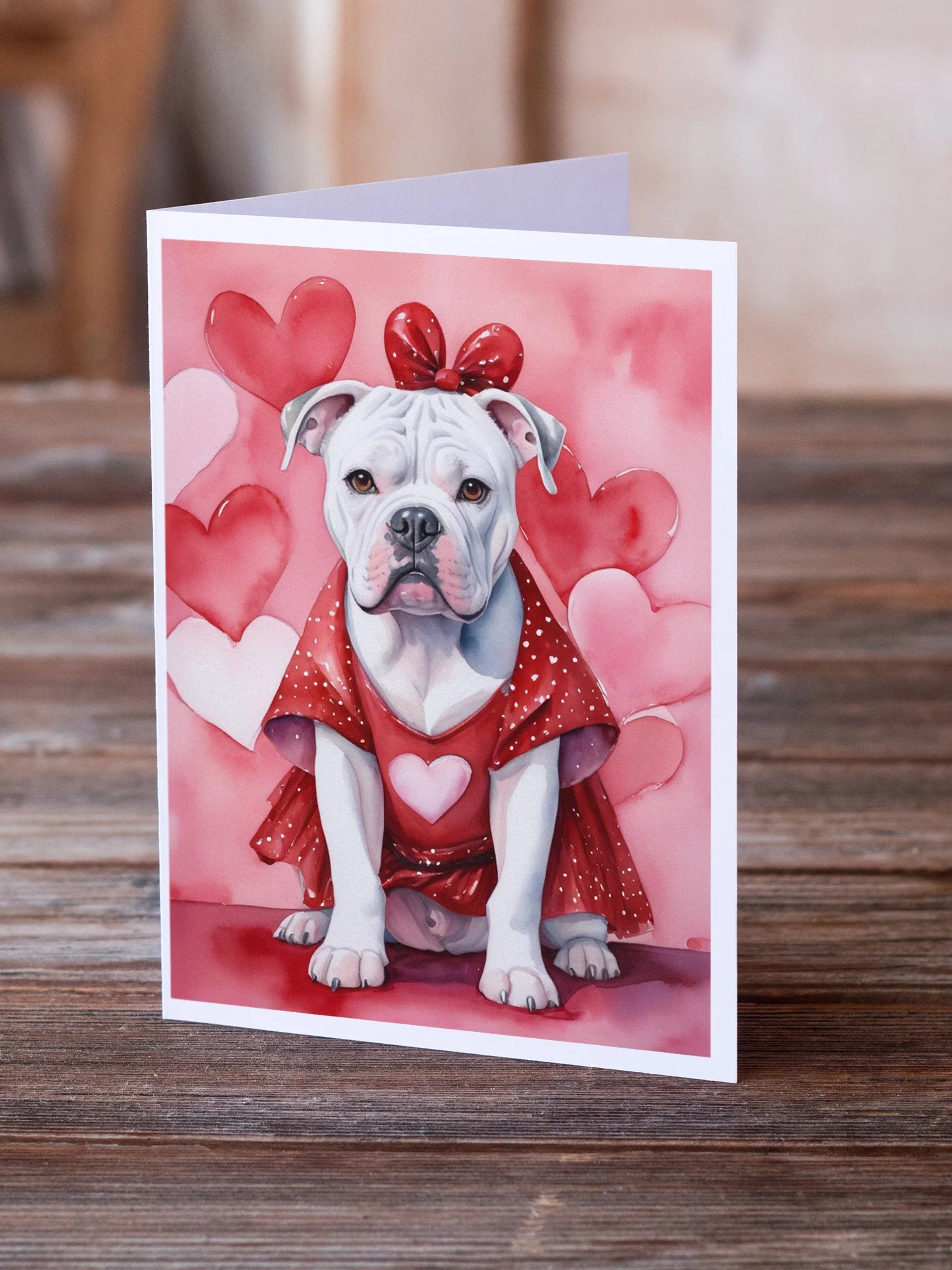 American Bulldog My Valentine Greeting Cards Pack of 8