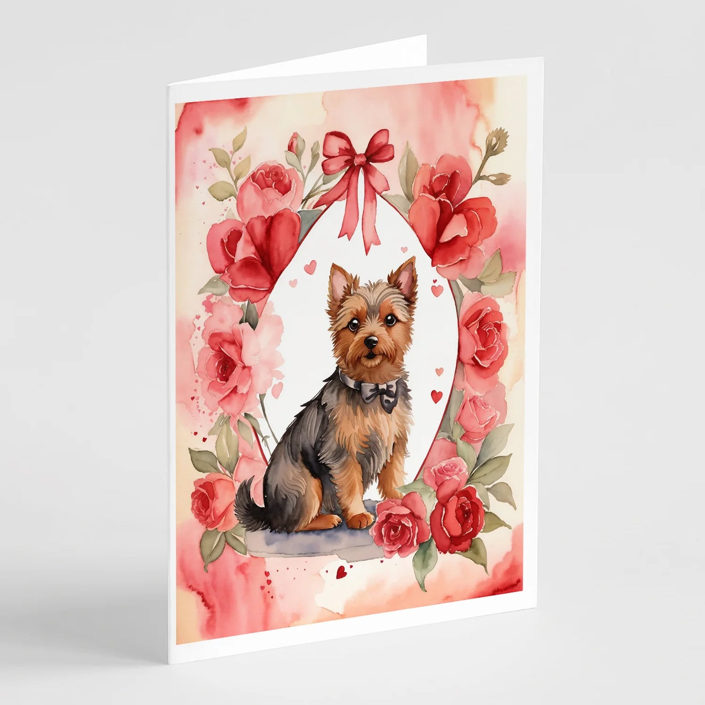 Australian Terrier Valentine Roses Greeting Cards Pack of 8