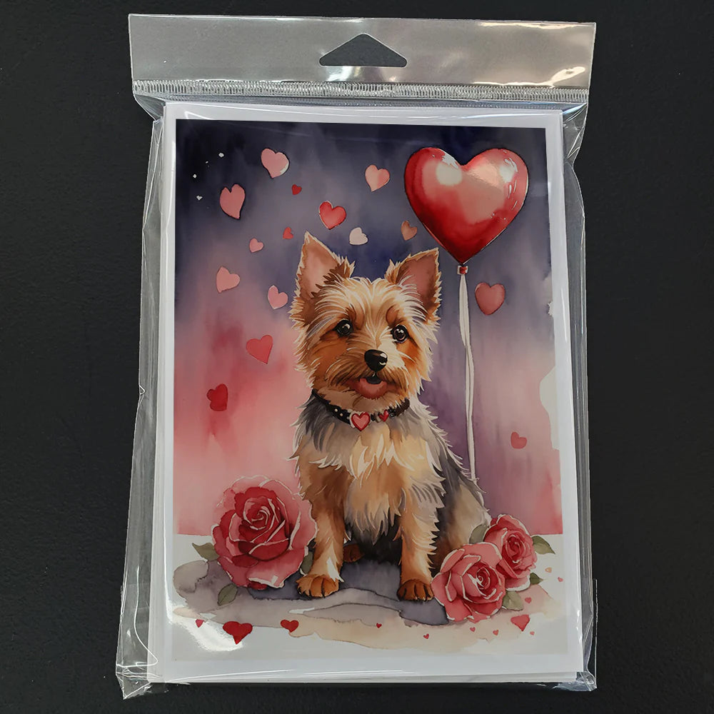 Australian Terrier Valentine Roses Greeting Cards Pack of 8