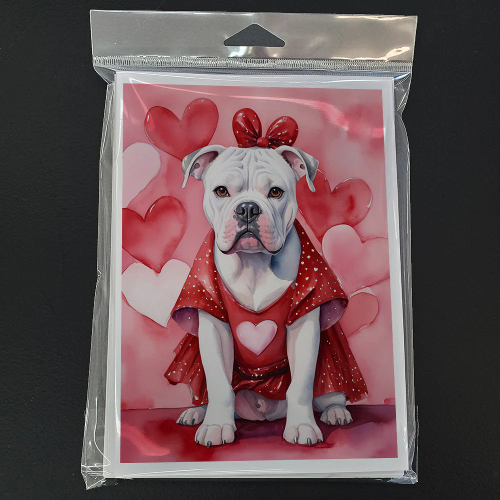 American Bulldog My Valentine Greeting Cards Pack of 8