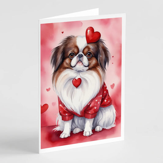 Japanese Chin My Valentine Greeting Cards Pack of 8