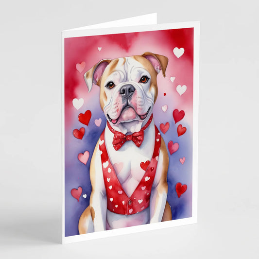 American Bulldog My Valentine Greeting Cards Pack of 8