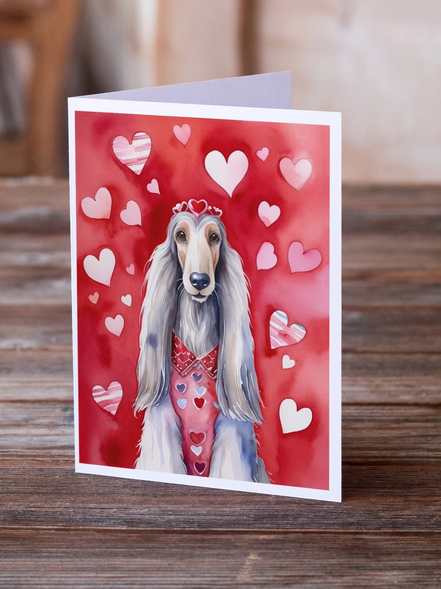 Afghan Hound My Valentine Greeting Cards Pack of 8